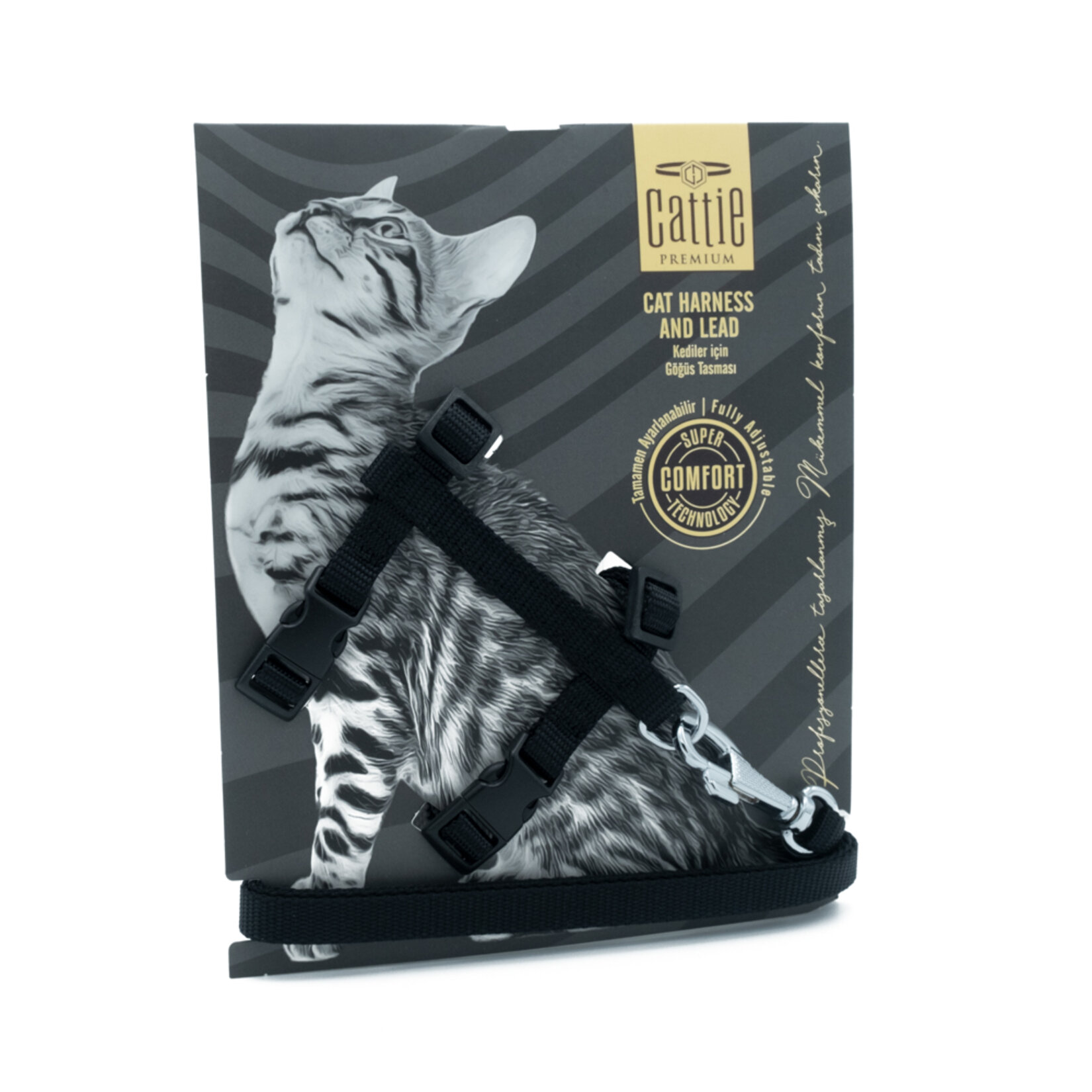 Cattie Kedi Göğüs & Gezdirme Takımı Siyah 1 x 25 - 40 Cm