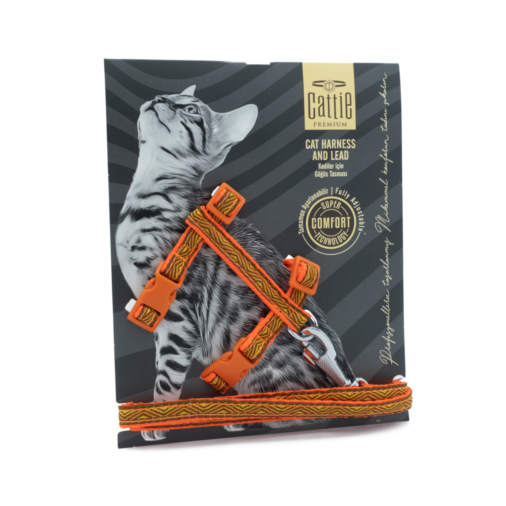 Cattie Desenli Göğüs & Gezdirme Takımı Turuncu 1 x 25 - 40 Cm