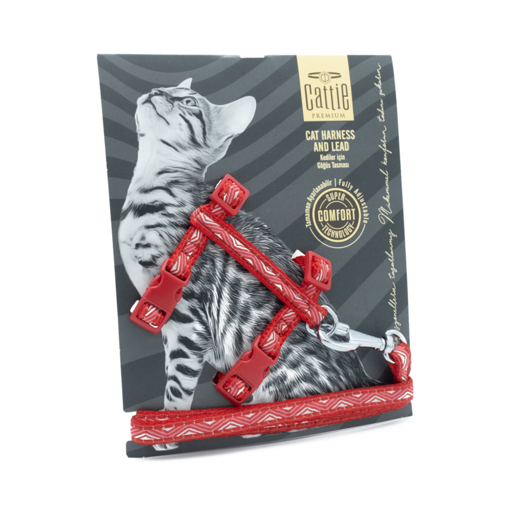 Cattie Desenli Göğüs & Gezdirme Takımı Kırmızı 1 x 25 - 40 Cm