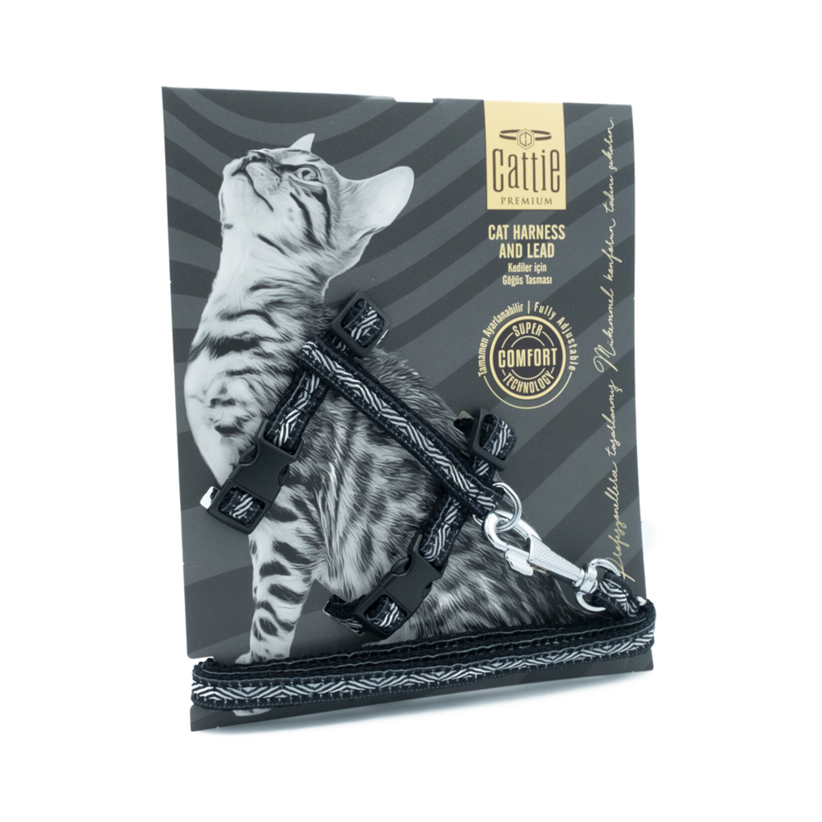 Cattie Desenli Göğüs & Gezdirme Takımı Siyah 1 x 25 - 40 Cm