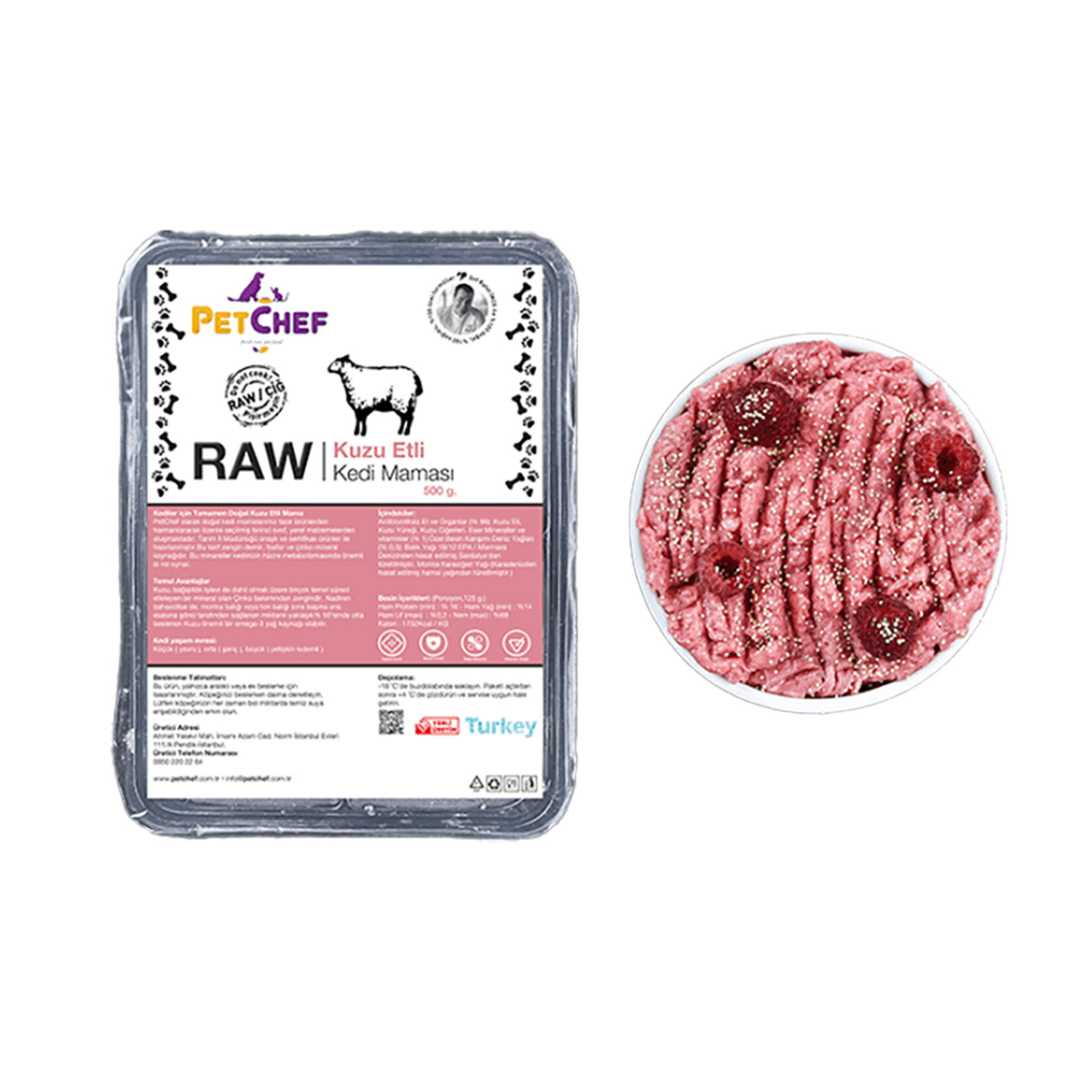 Petchef Raw Kuzu Etli Kedi Maması 500 G - Görsel 2