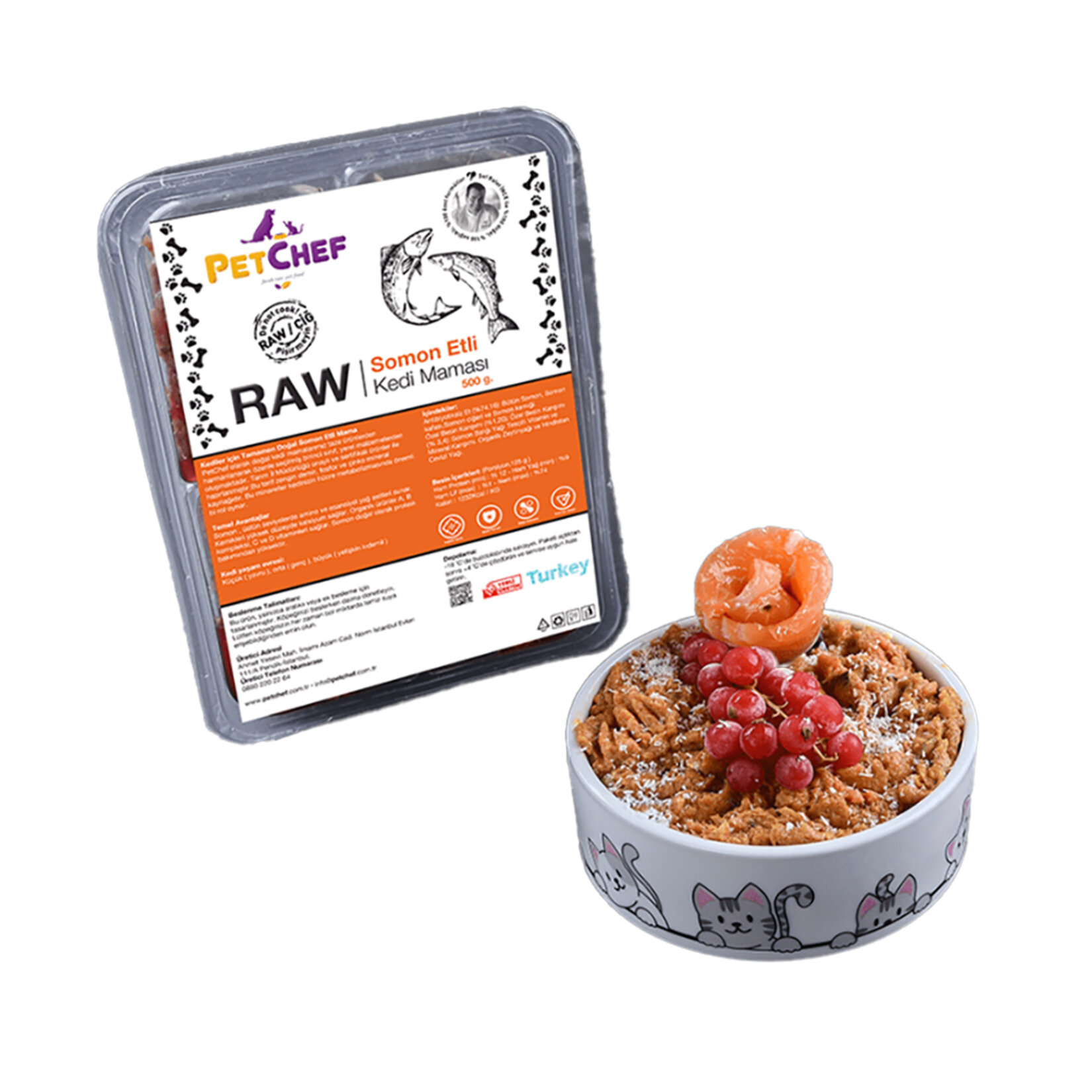 Petchef Raw Somon Etli Kedi Maması 500 G - Görsel 1