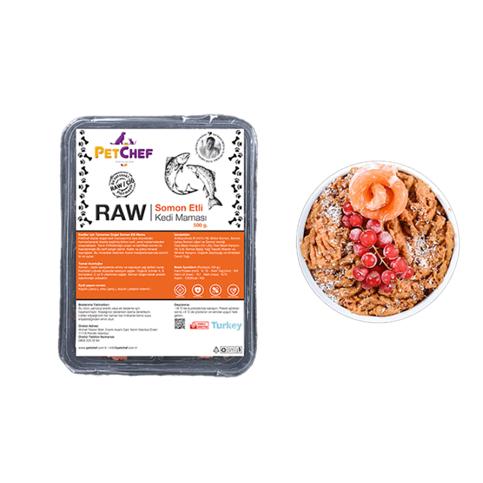 Petchef Raw Somon Etli Kedi Maması 500 G - Görsel 2