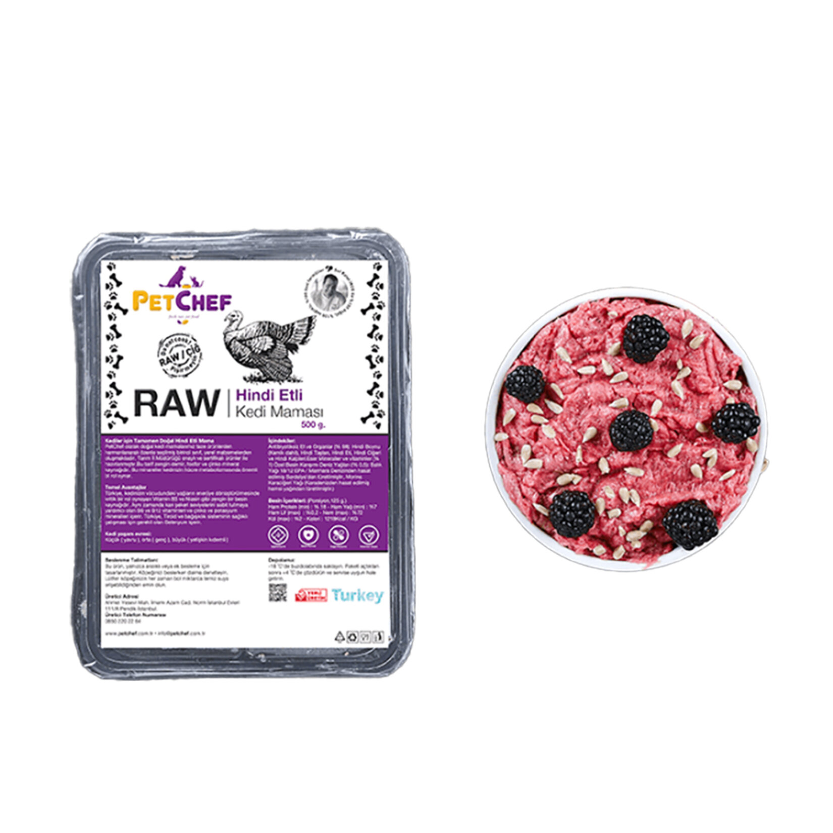 Petchef Raw Hindi Etli Kedi Maması 500 G - Görsel 2