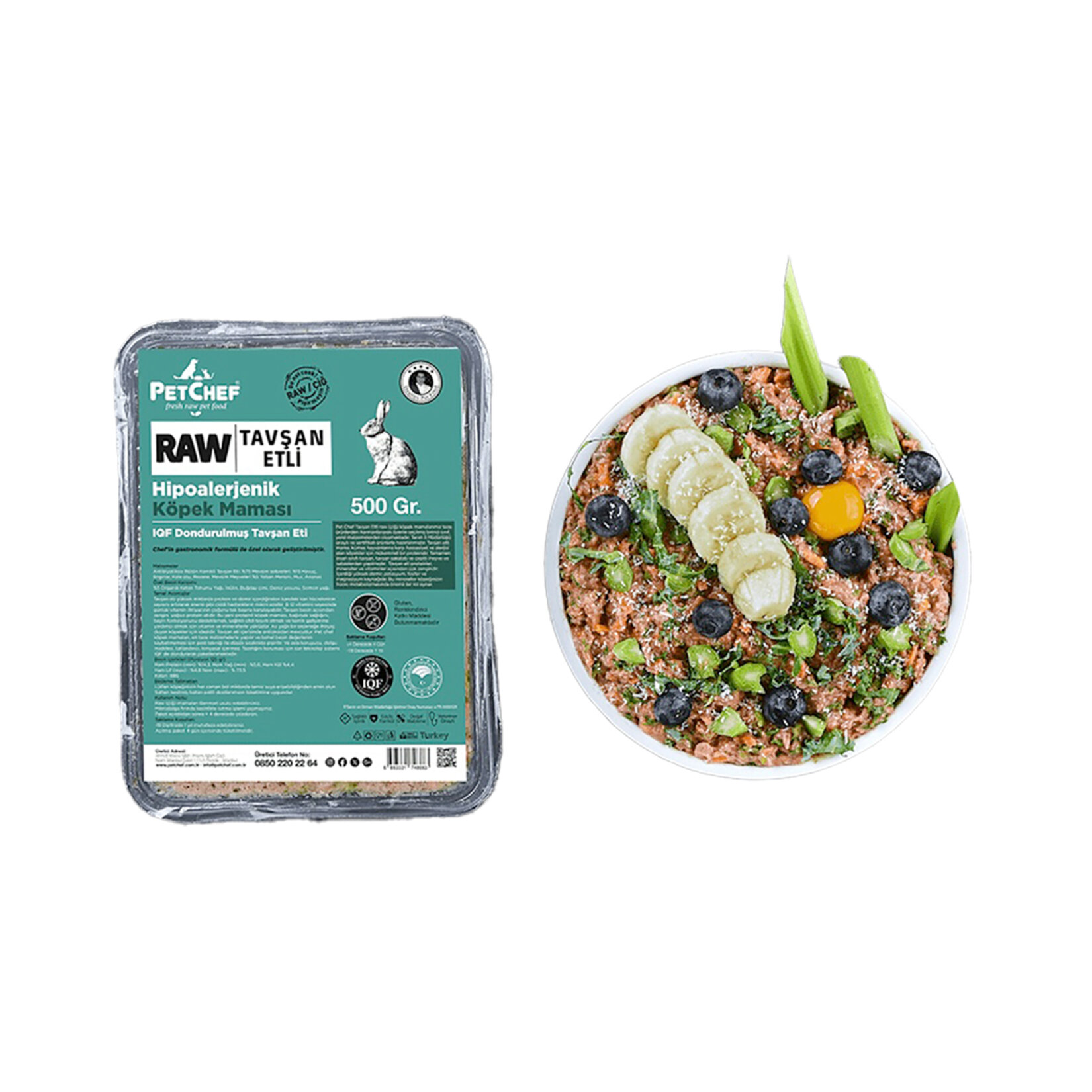 Petchef Raw Tavşan Etli Köpek Maması Küçük Irk 500 G - Görsel 2