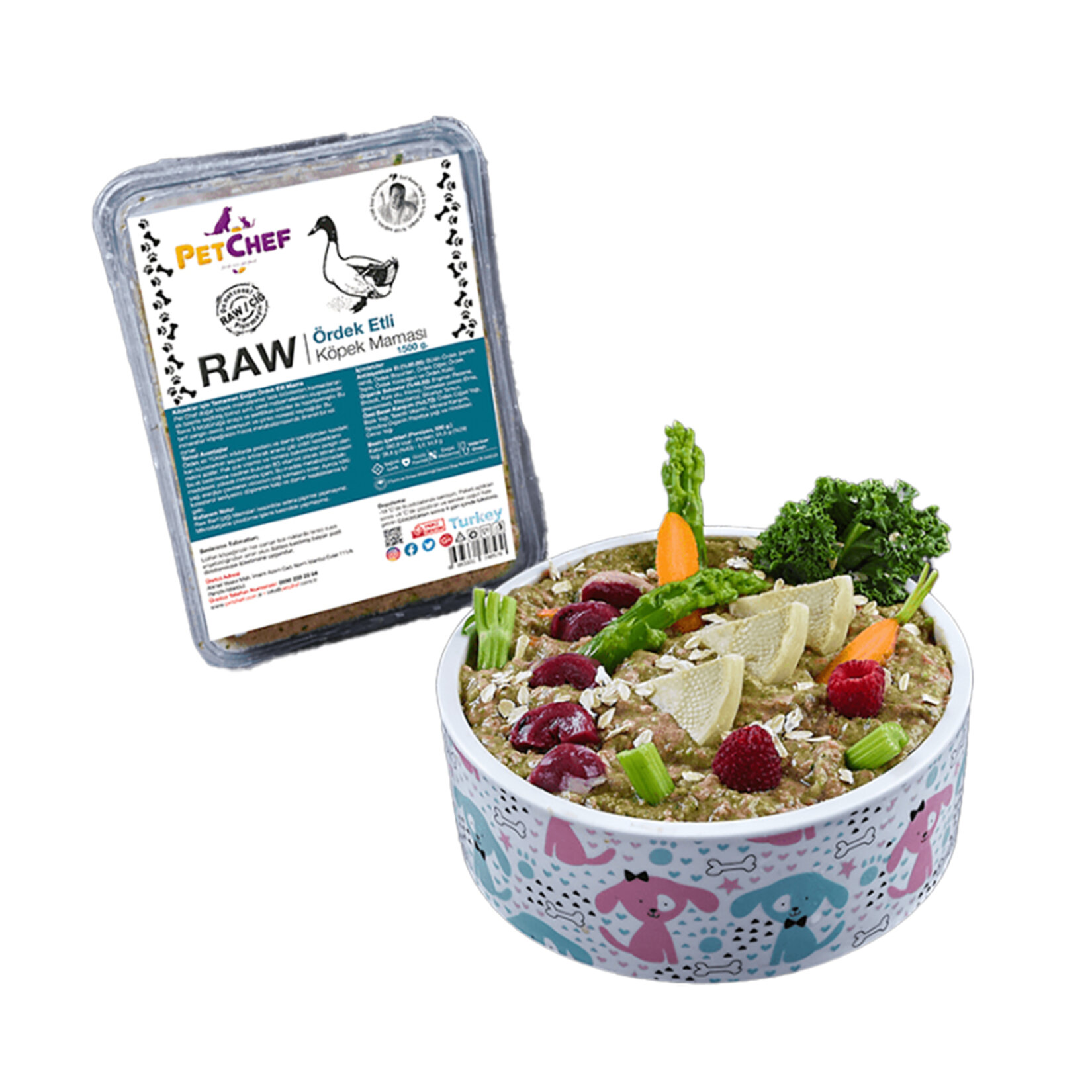 Petchef Raw Ördek Etli Köpek Maması Büyük Irk 1500 G - Görsel 1