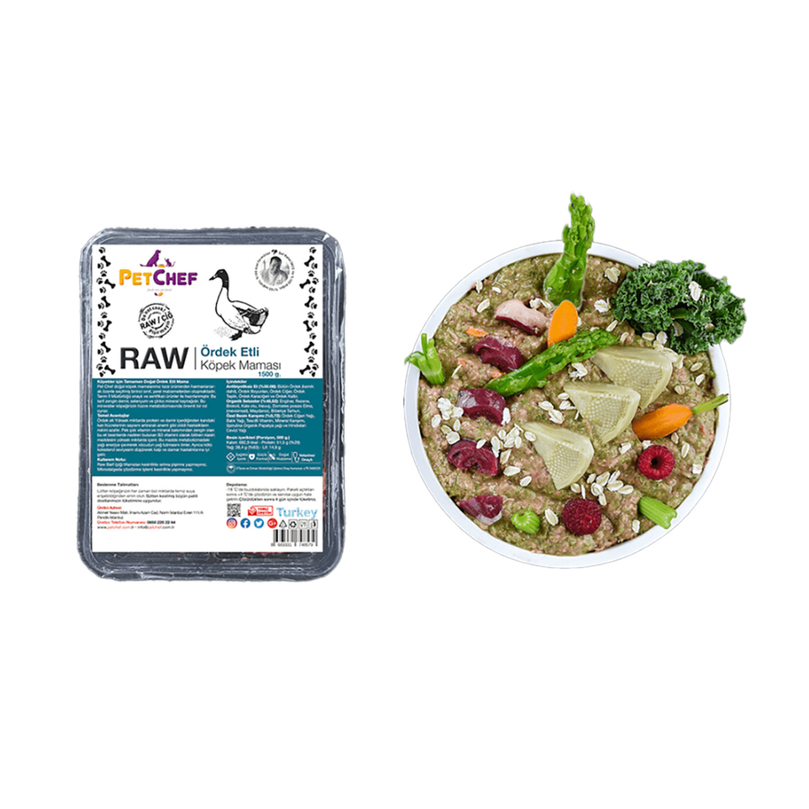 Petchef Raw Ördek Etli Köpek Maması Büyük Irk 1500 G - Görsel 2
