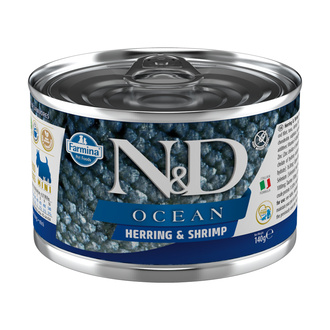N&D Ocean Konserve Ringa Balığı & Karides Mini Köpek 140 G