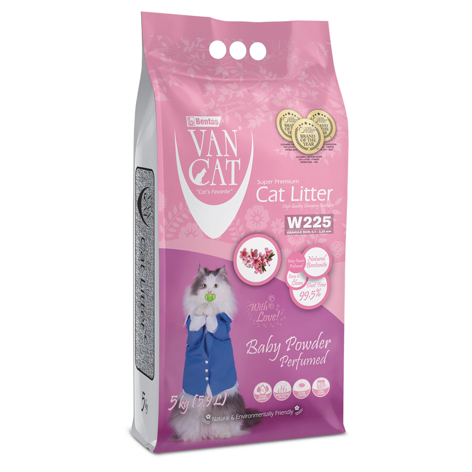 Vancat Bebek Pudra Kokulu Beyaz Bentonit Kedi Kumu 5 Kg