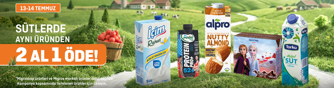 Migros Sütlerde Aynı Üründen 2 Al 1 Öde