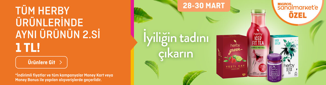 Herby ürünlerinde Migros Sanal Market'e özel aynı ürünün 2.si 1 TL