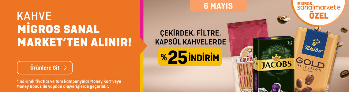 Migros Sanal Market'e özel Çekirdek Filtre Kapsül Kahve Çeşitlerinde %25 İndirim