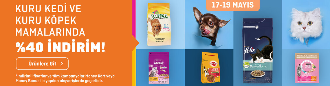 Kuru Kedi ve Köpek Mamalarında %40 İndirim