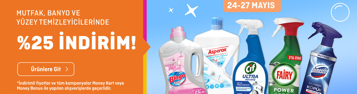 Mutfak, Banyo ve Yüzey Temizleyiciler ve Sabunlarda %25 İndiri