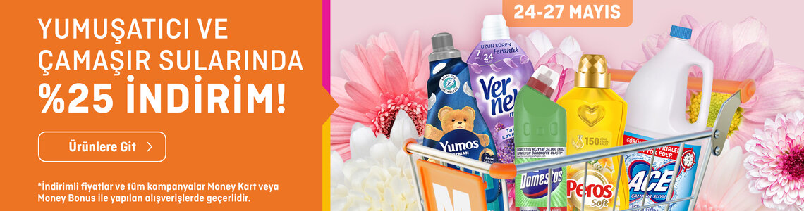  Yumuşatıcı ve Çamaşır Sularında %25 İndirim