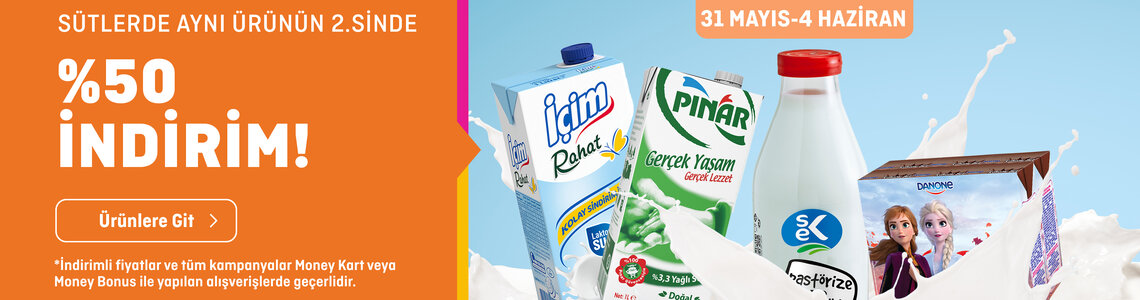 Sütlerde 2.si %50 İndirim!