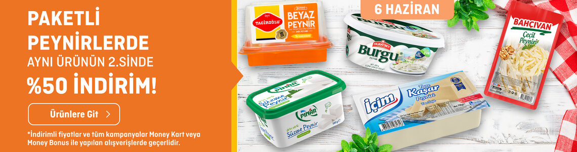 Paketli Peynirlerde Aynı Ürünün 2.si %50 İndirimli
