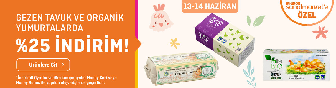  Organik ve Gezen Yumuartalarda %25 İndirim