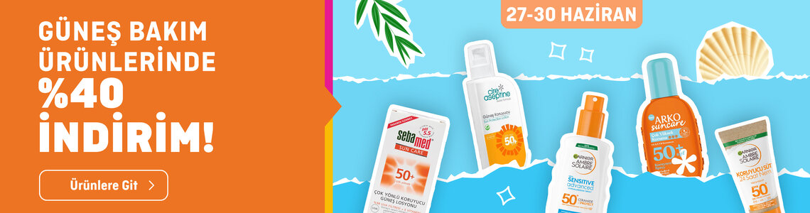 Güneş Bakım Ürünlerinde %40 İndirim