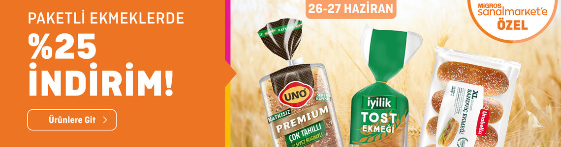 Paketli Ekmeklerde %25 İndirim