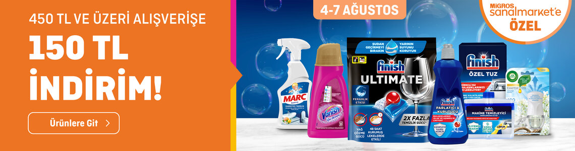450 TL ve Üzeri Alışverişe 150 TL İndirim!