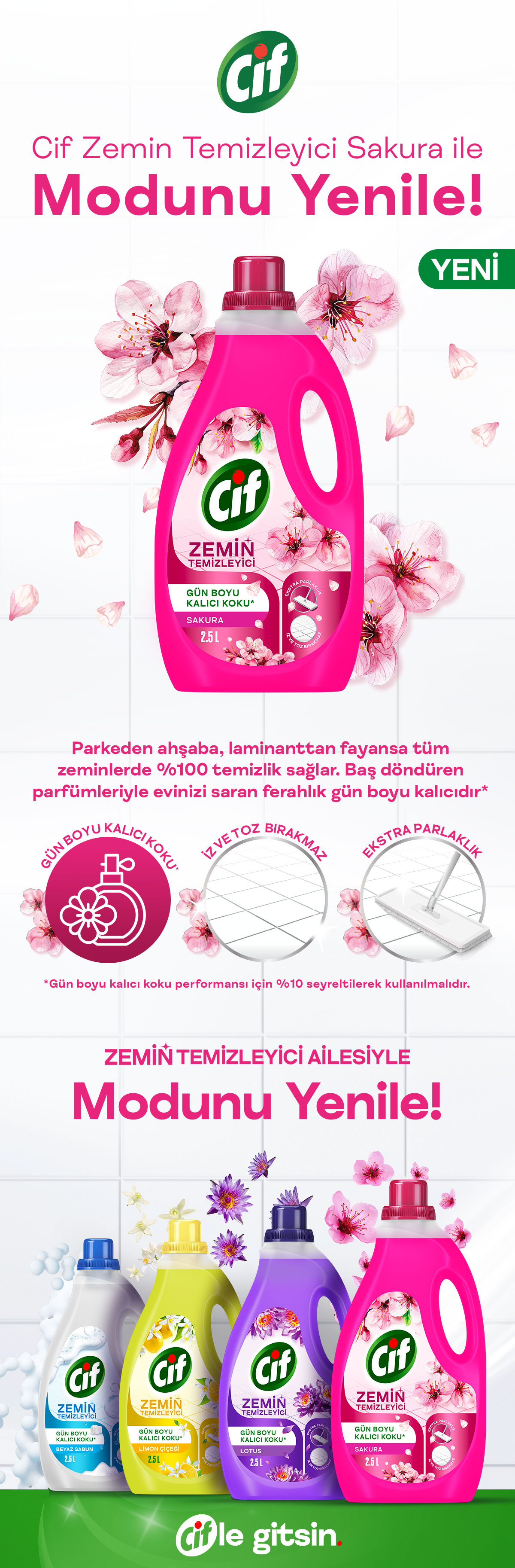 みん様 Cif Zemin Temizleyici Sakura 2500 Ml - Migros