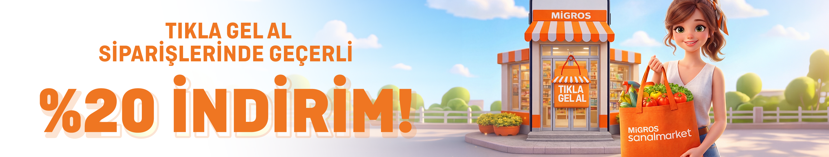 Migros: Tıkla Gel Al %20 İndirim