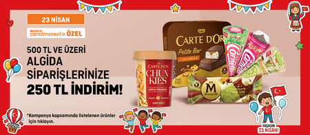 Algida ürünlerinde 500 TL ve üzeri siparişine 250 TL indirim