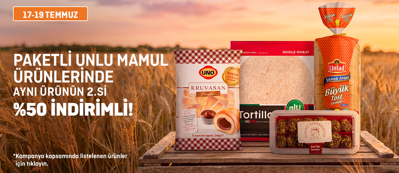 Migros Paketli Unlu Mamul Ürünlerinde Aynı Ürünün 2.si %50 İndirimli