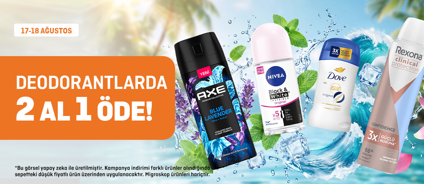 Migros : Deodorantlarda 2 Al 1 Öde