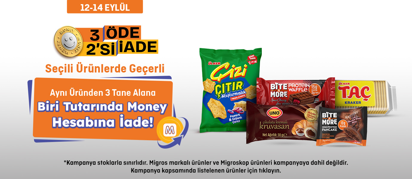 Migros : Seçili Ürünlerde 3 Al 2 Öde Money İadesi