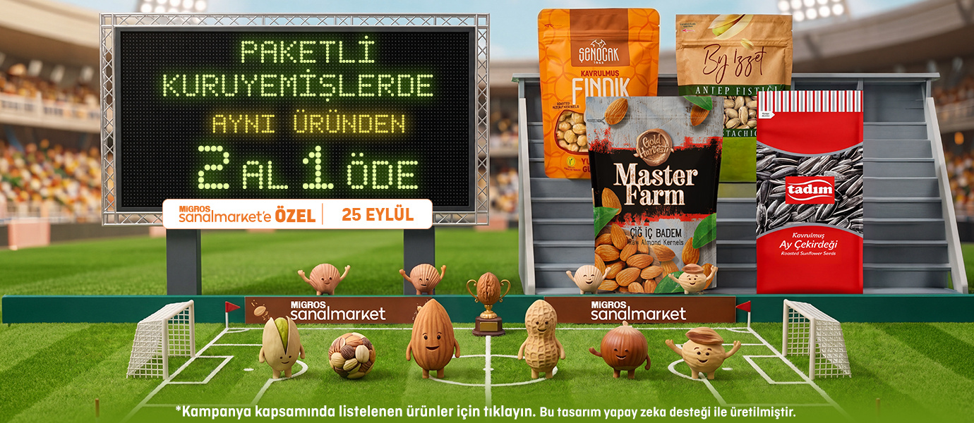 Migros Sanal Market Paketli Kuruyemişlerde 2 Al 1 Öde Kampanyası