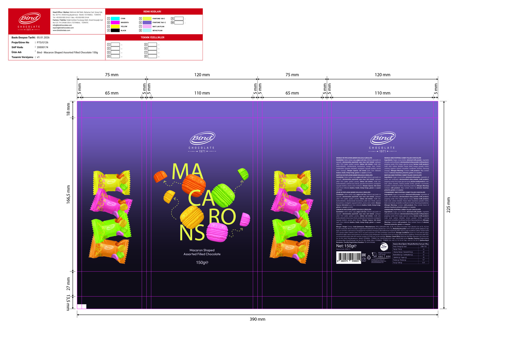 Bind Macaron Karışık Dolgulu Çikolata 150 G - Migros