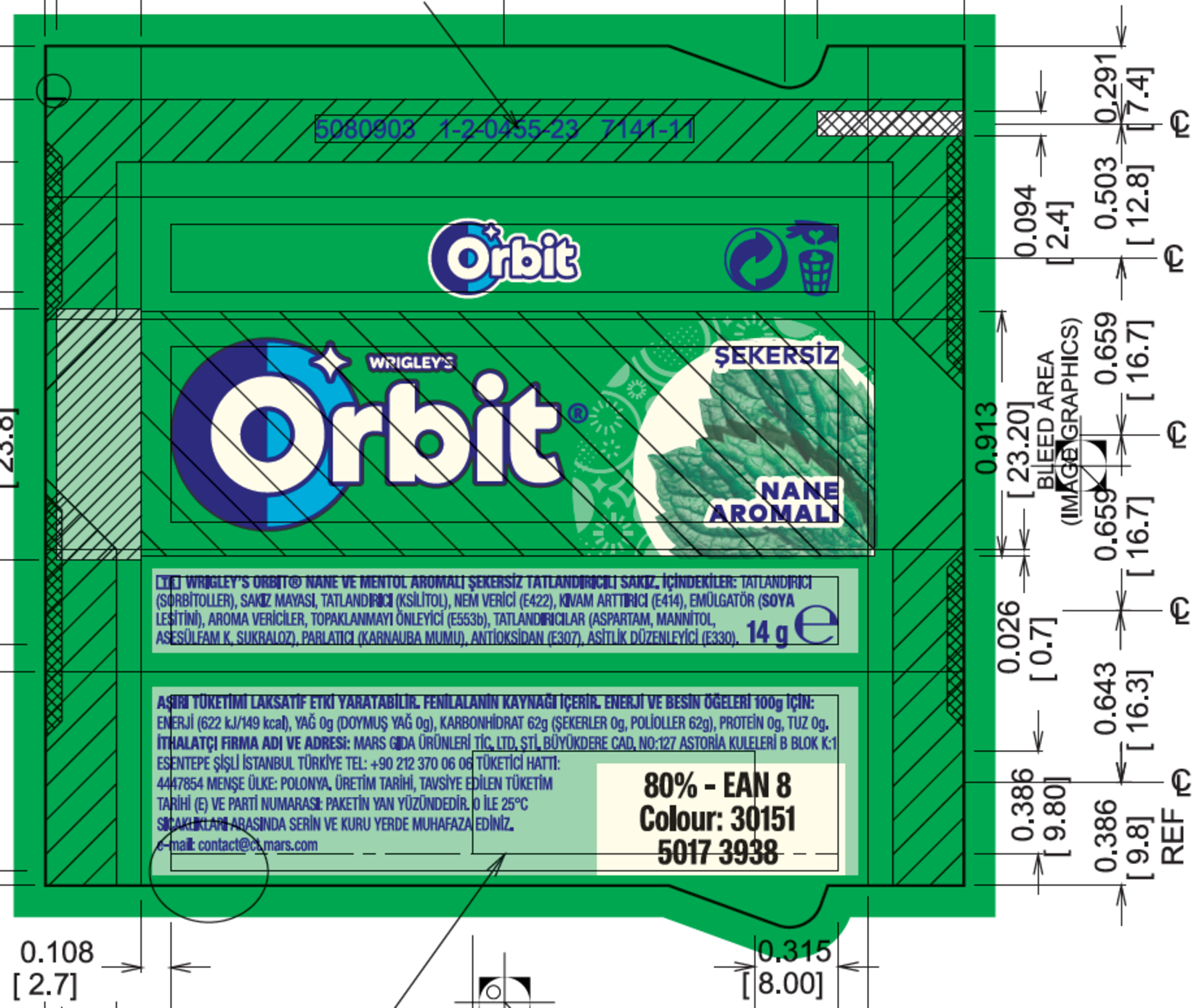 Wrigley's Orbit Nane ve Mentol Aromalı Sakız 14 G - Migros