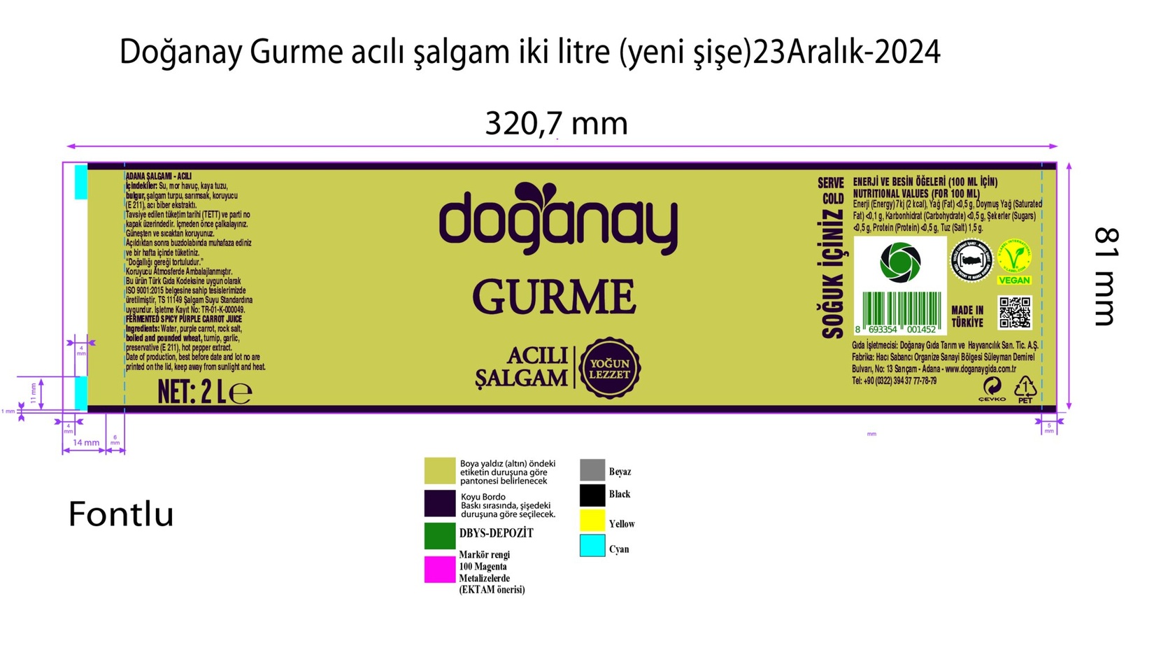 Doğanay Gurme Acılı Şalgam Suyu 2 L
