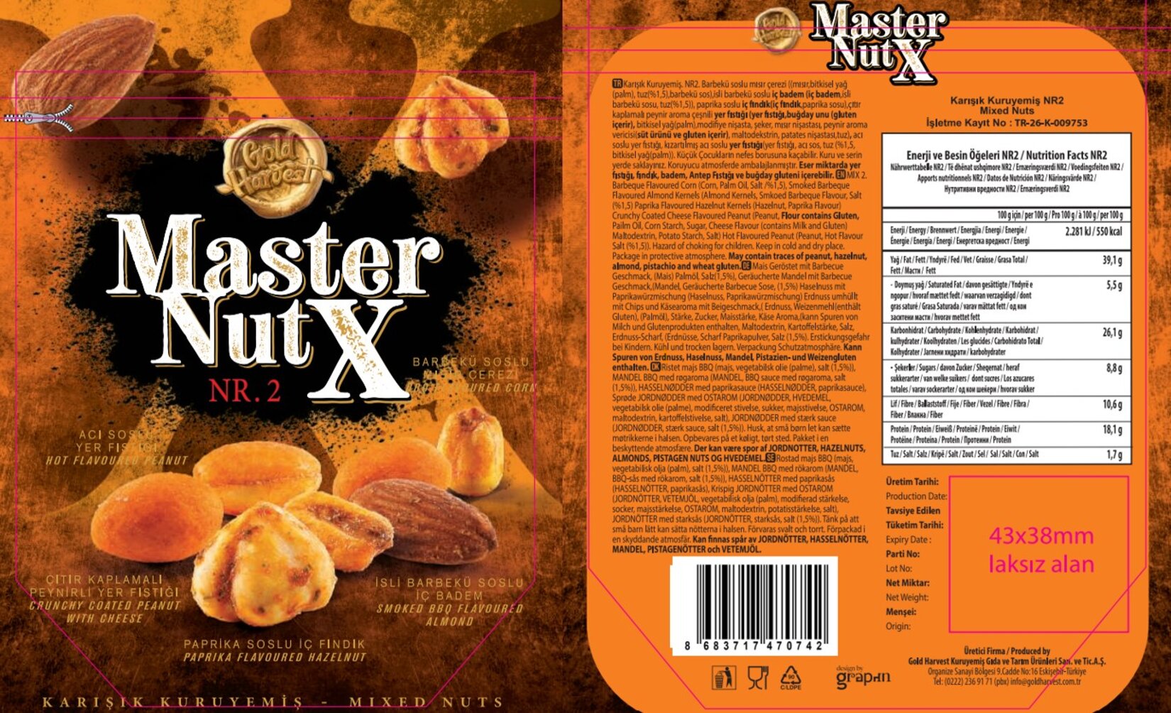 Master Nut X NR2 Karışık Kuruyemiş 160 G - Migros