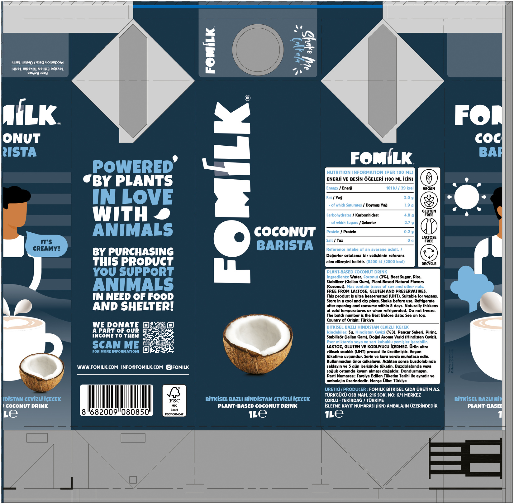 Fomilk Bitkisel Bazlı Hindistan Cevizli Barista 1 L - Migros