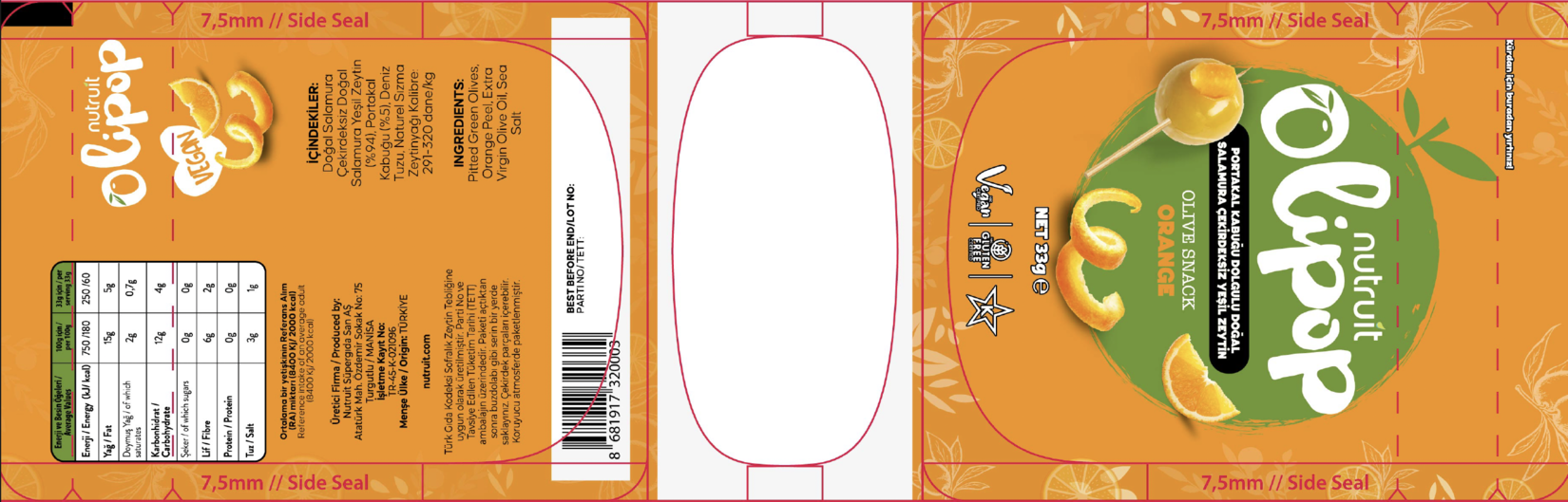 Nutruit Olipop Portakal Kabuğu Dolgulu Yeşil Zeytin 30G - Migros