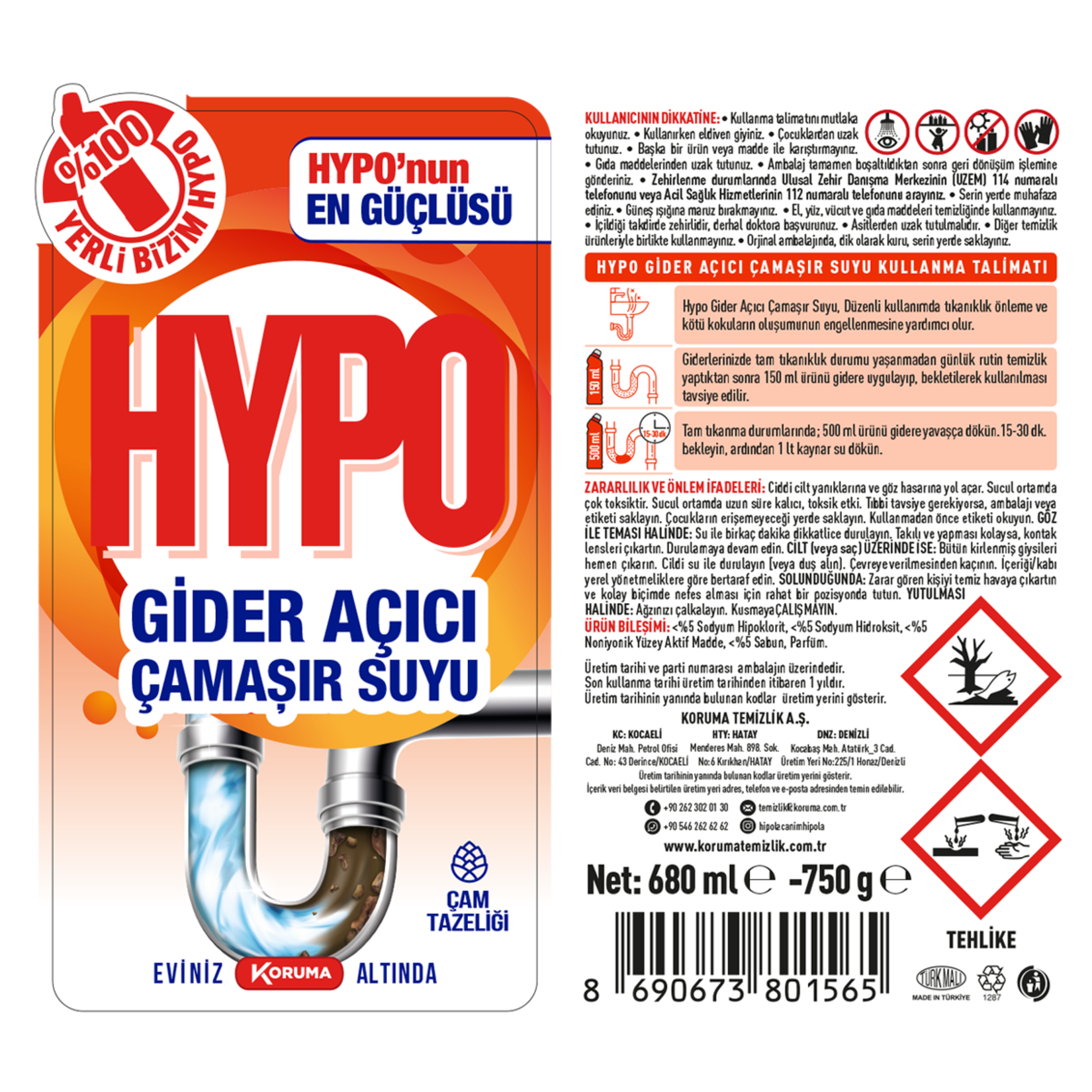 Hypo Gider Açıcı Çamaşır Suyu 750 G