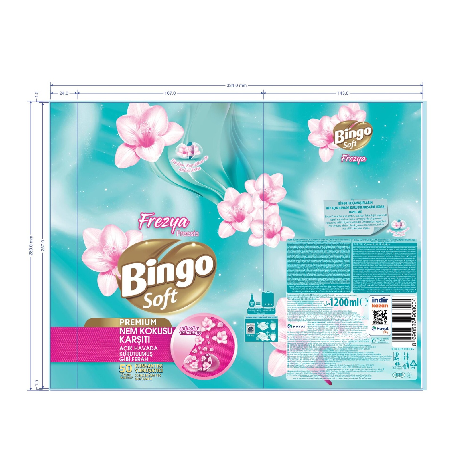 Bingo Soft Premium Nem Kokusu Karşıtı Frezya 1.2 L - Migros