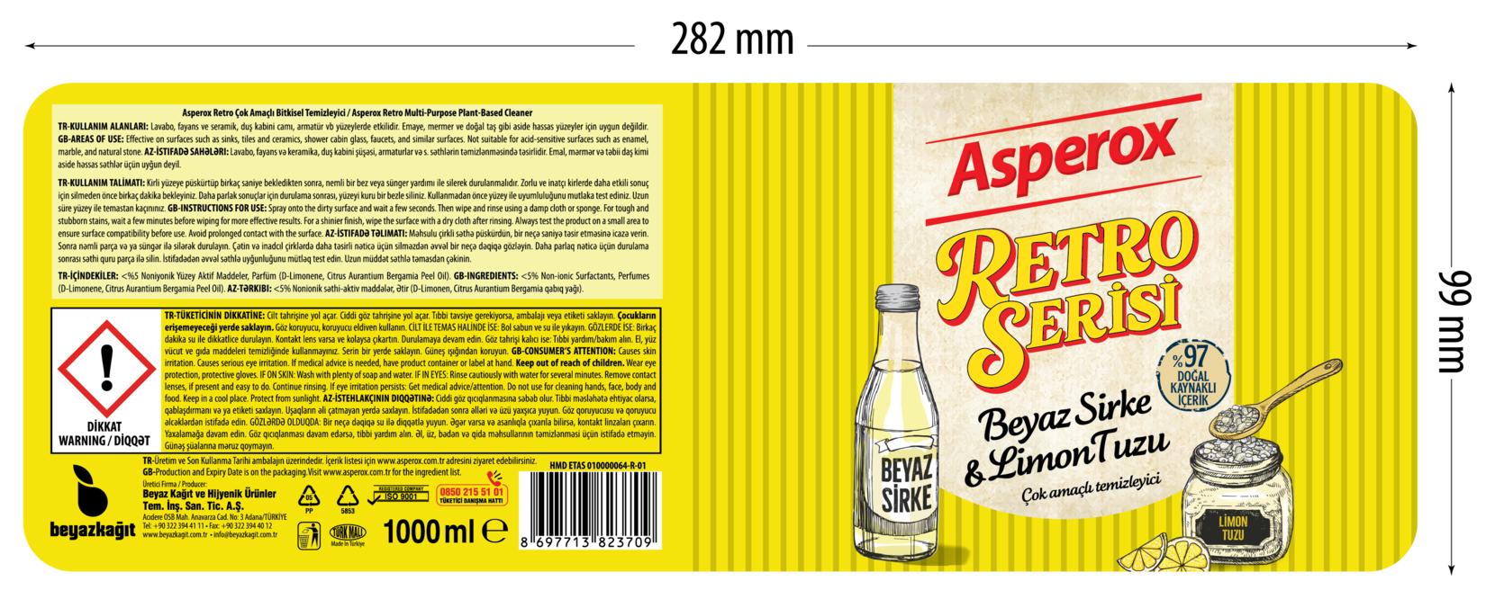 Asperox Retro Serisi Beyaz Sirke & Limon Tuzu