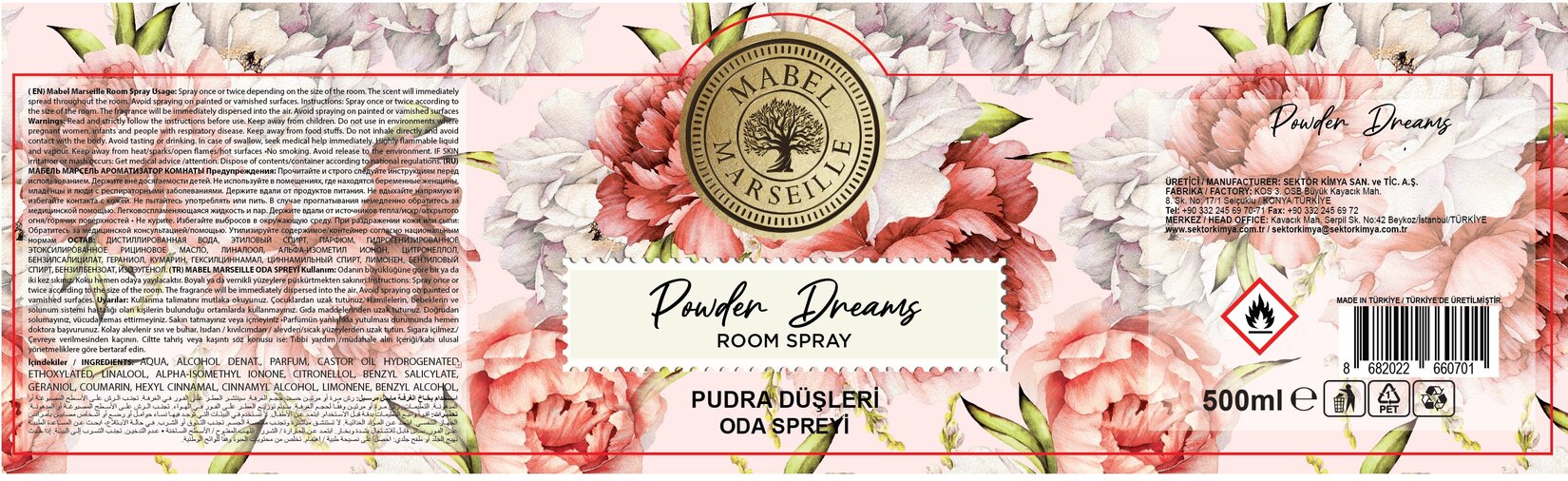 Mabel Marseille Sprey Pudra Düşleri 500 Ml - Migros