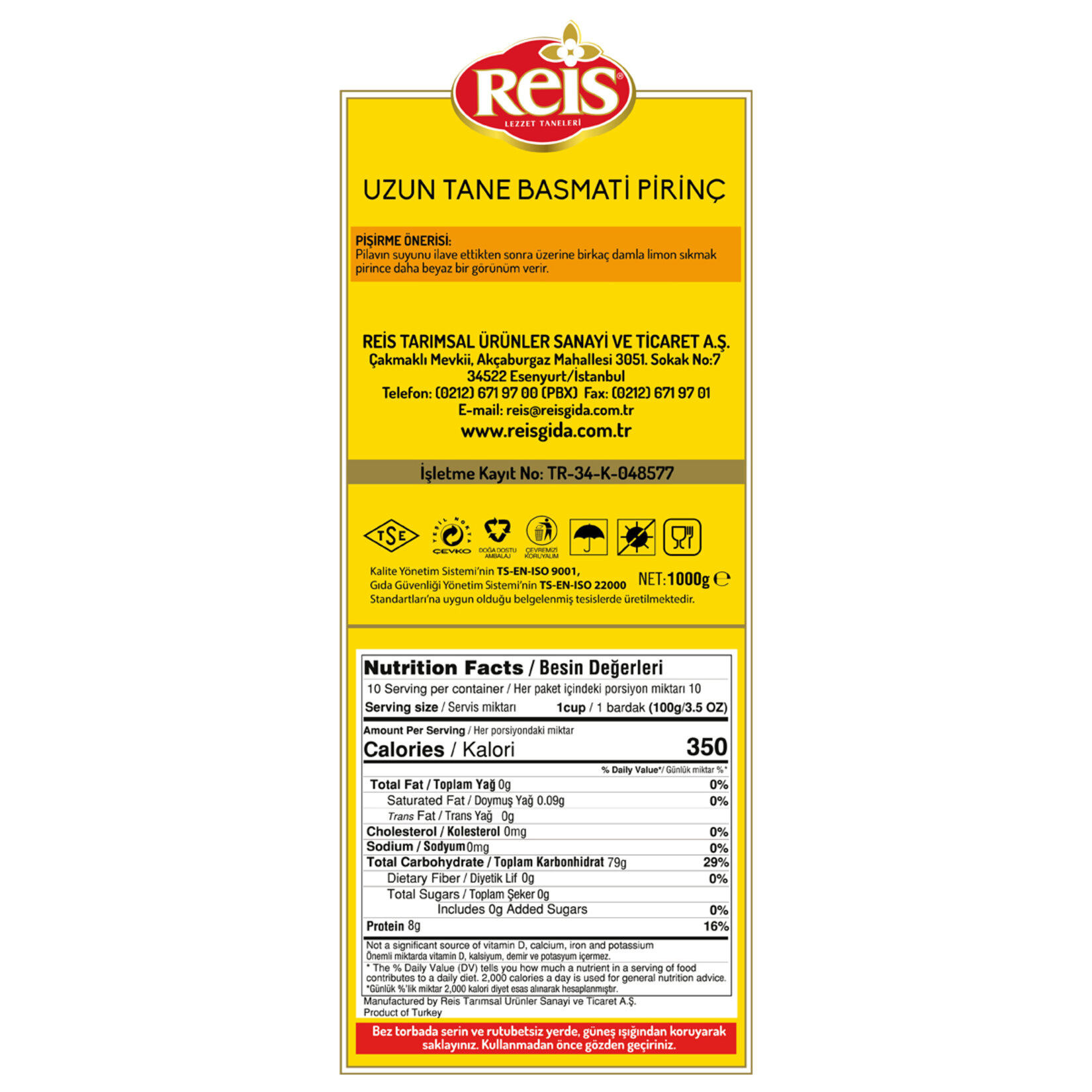 Reis Superior Basmati Pirinç 1 Kg - Görsel 2