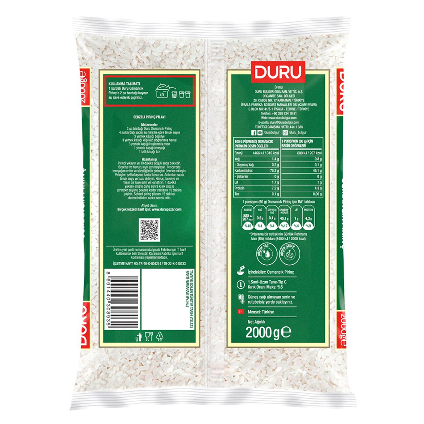 Duru Osmancık Pirinç 2 Kg - Görsel 2