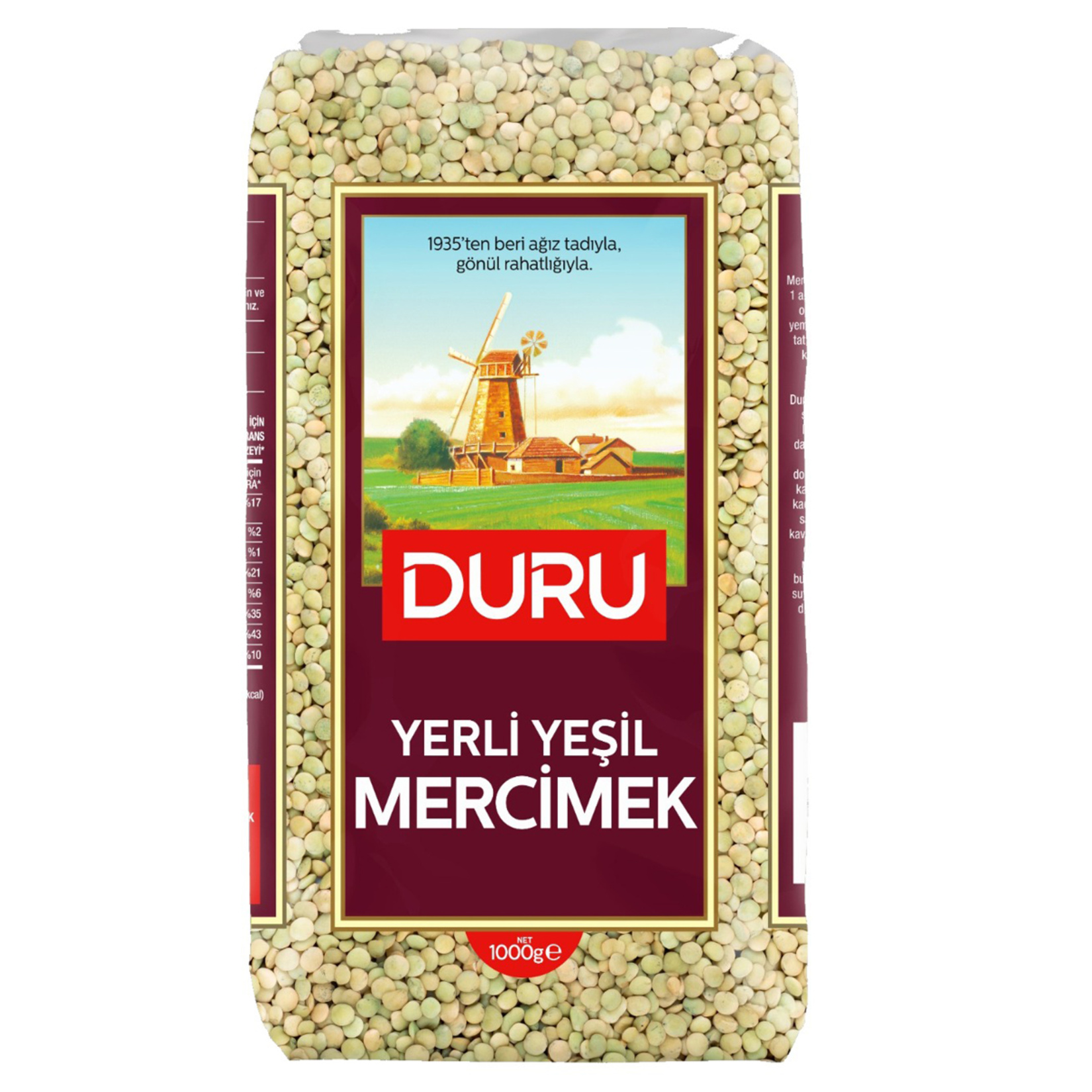 Duru Yerli Yeşil Mercimek 1 Kg