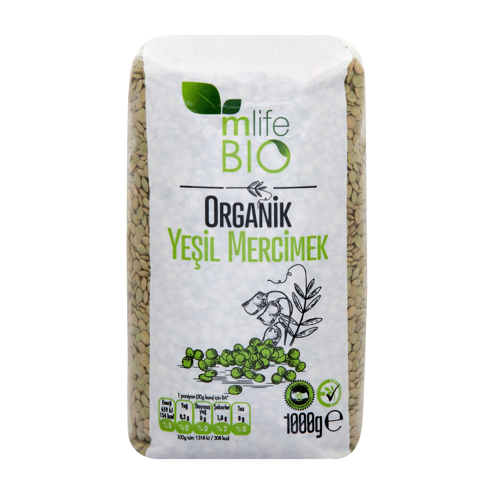 M Life Bio Organik Yeşil Mercimek 1 Kg