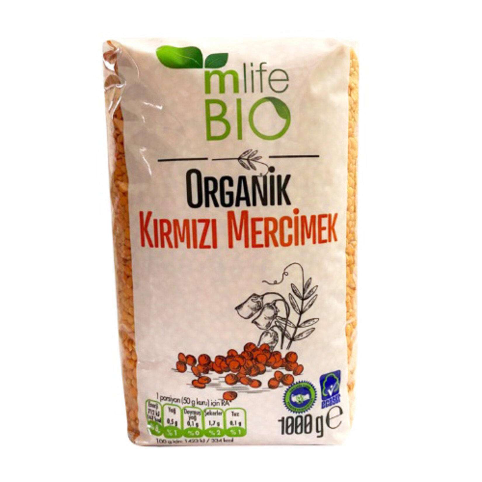M Life Bio Organik Kırmızı Mercimek 1 Kg