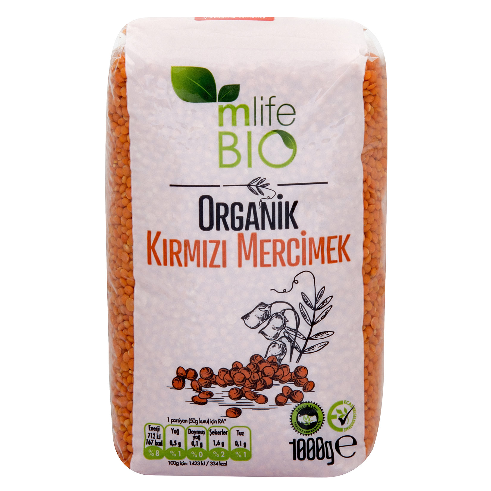 M Life Bio Organik Kırmızı Mercimek 1 Kg