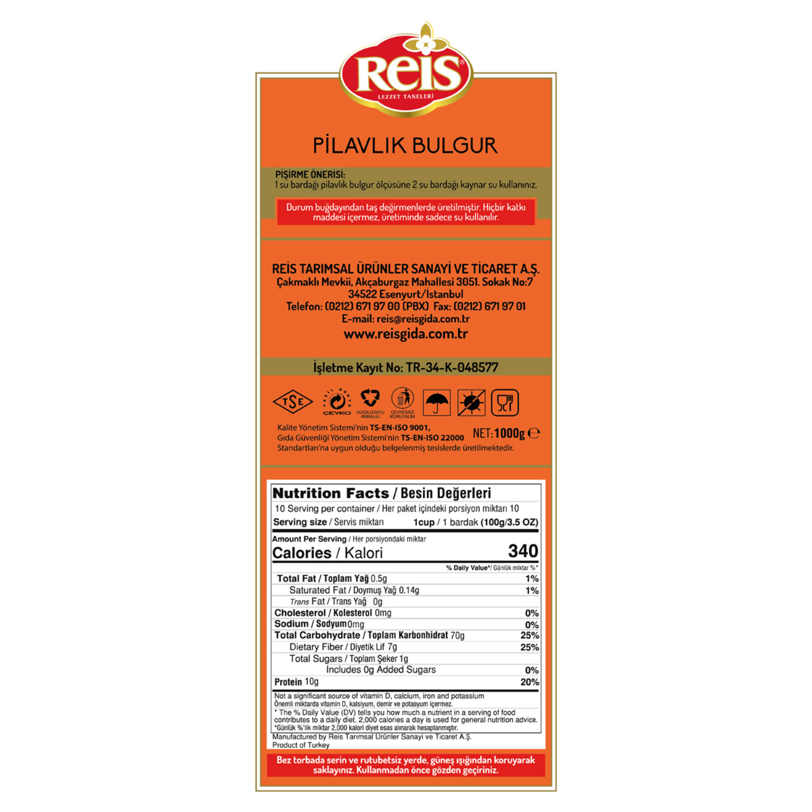 Reis Pilavlık Bulgur 1 Kg - Görsel 2