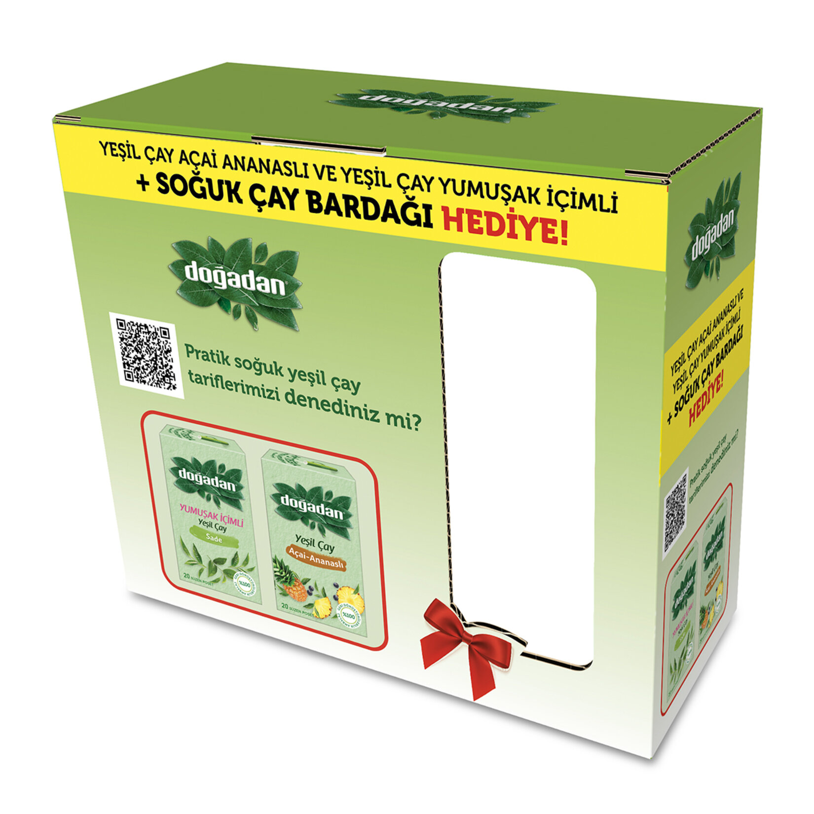 Doğadan Yeşil Çay Paketi 377 G Cam Bardak Hediyeli